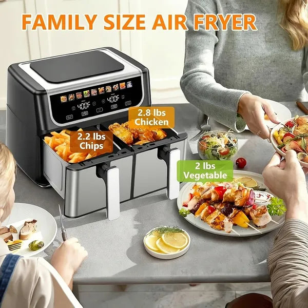 9.5 Quart Large Double Basket Air Fryer with Dual Basket