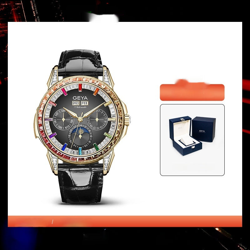 Men's Rainbow Circle Multifunctional Automatic Mechanical Waterproof Watch