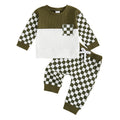 Garçons Jeu de pantalons à manches longues en tissu de couleur de waffle-weave