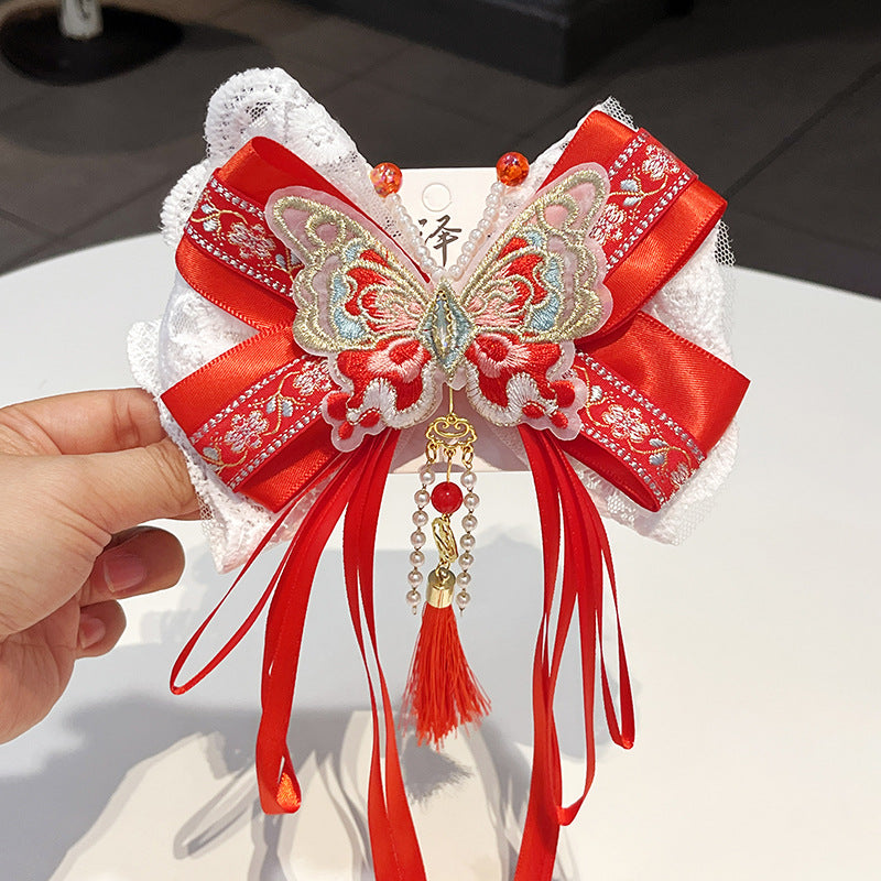 Accessoire pour les cheveux de style chinois Red Bow