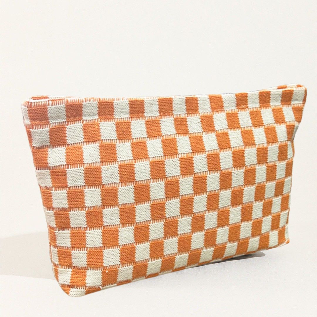Sac de maquillage de tableau de vérification de fils de grande capacité