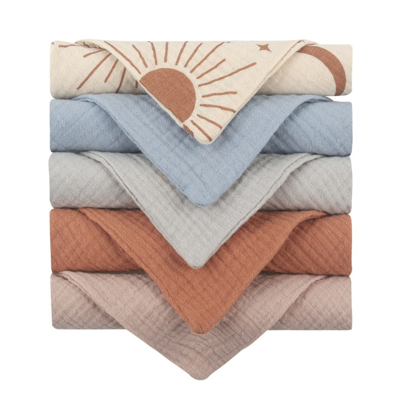 Serviette pour bébé en coton uni de 5 pièces