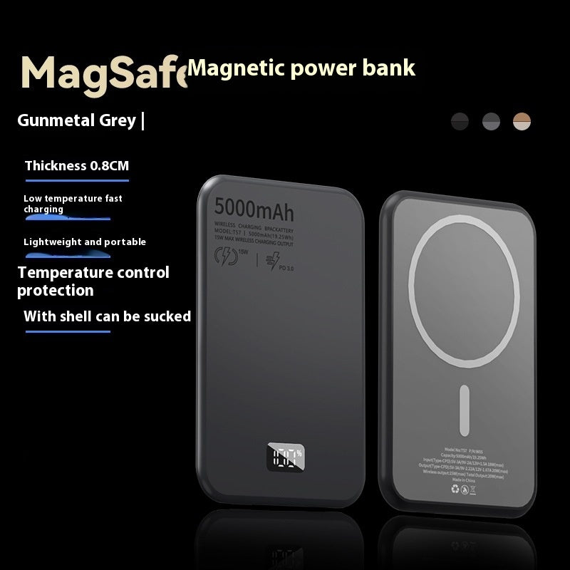 Affichage numérique magnétique sans fil Alliage d'aluminium Charge rapide Alimentation mobile