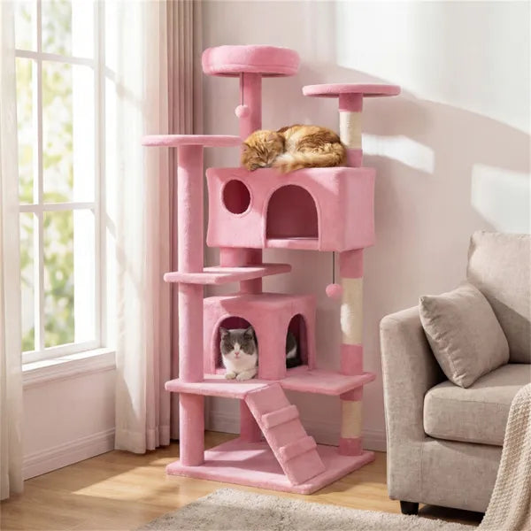 Tour d'arbre de chat de 52" avec perches et condos