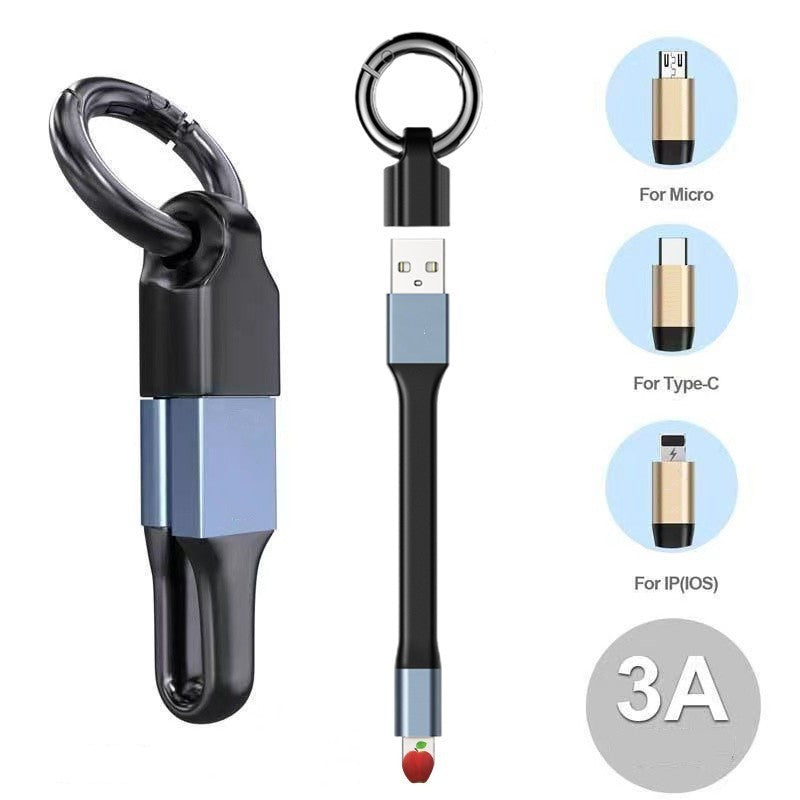 Câble de données à chaîne clé Courte ligne de charge rapide portable