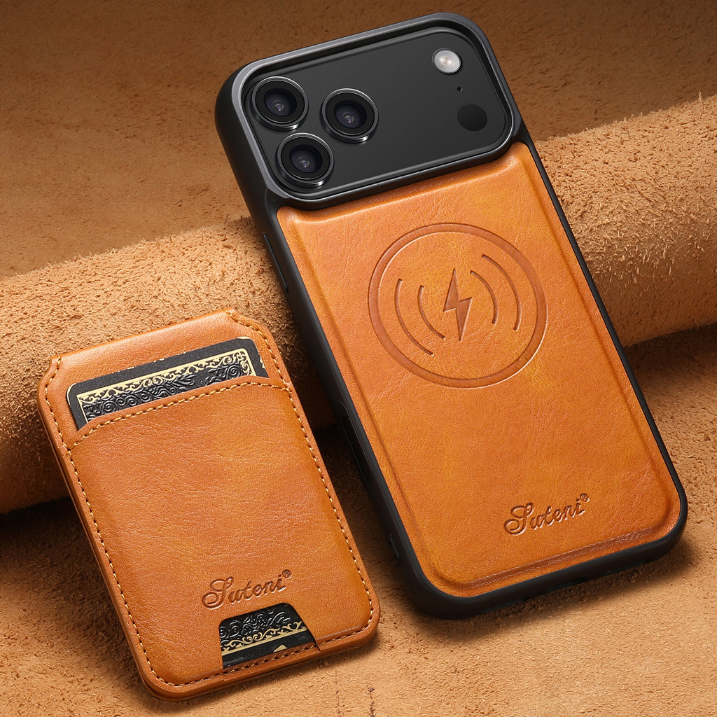 Porte-carte magnétique Étui téléphonique de recharge sans fil deux en un