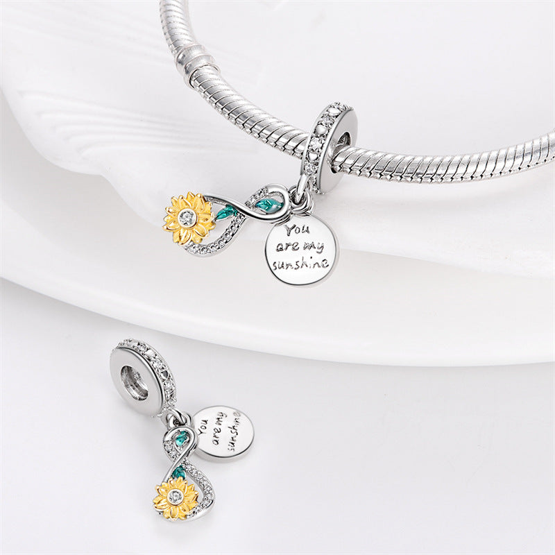 Bracelet pendentif en cuivre en forme de tournesol