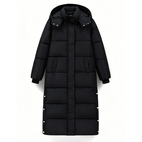 Women's Long Hooded Black Coat