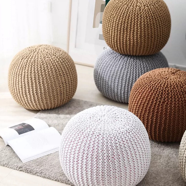 Couvercle de coussin de boule de décoration ottomane simple rond tissé à la main