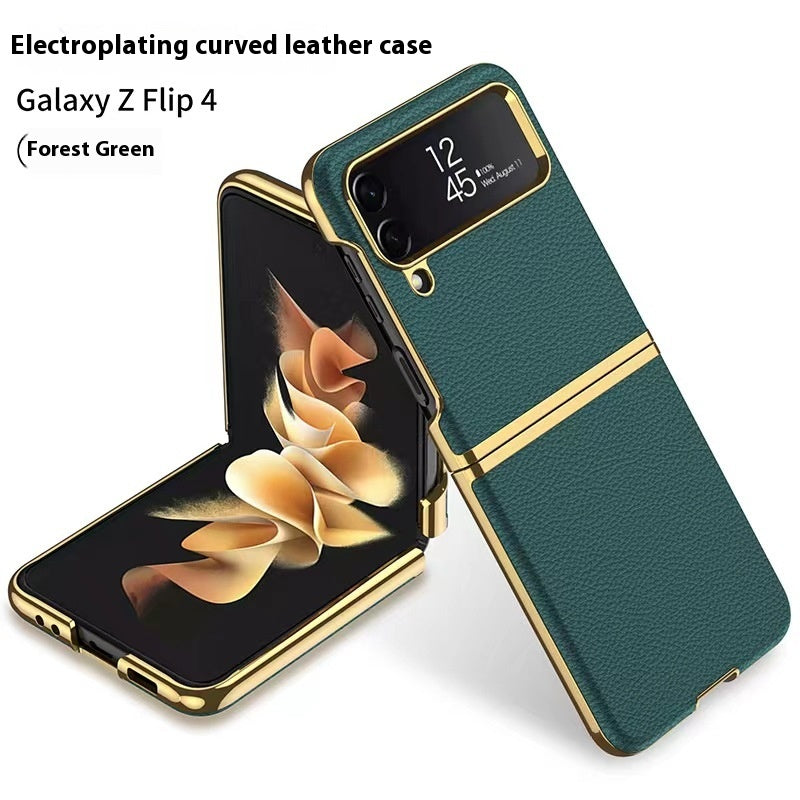 Z Flip4 Étui de téléphone Zflip4 Écran pliable tout compris cuir uni