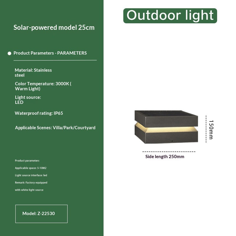 Outdoor waterproof solar Minimalist post light