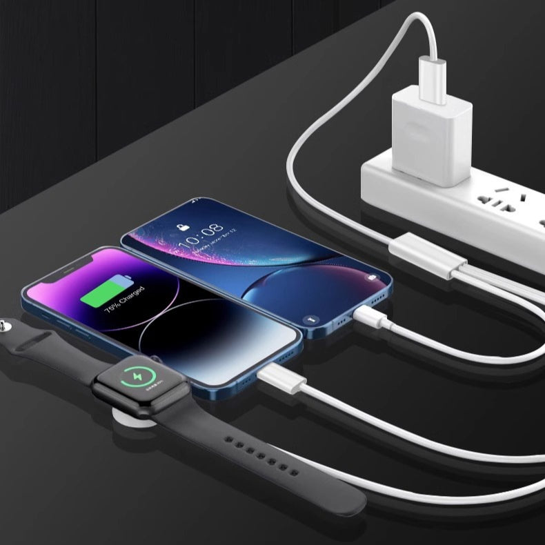 Station de recharge sans fil 3-en-1 - Stand de charge rapide Qi pour iPhone Samsung Galaxy Watch A