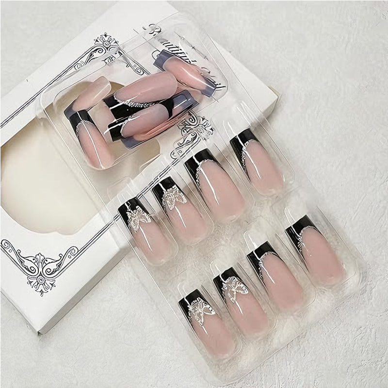 24 PCS Black P encre papillon ongles art