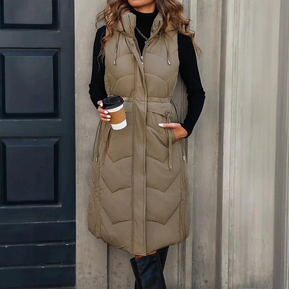 Veste à capuche sans manches pour femmes