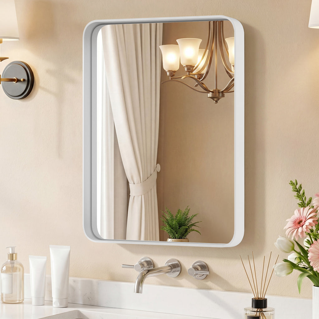 Miroir mural avec cadre en métal rectangulaire