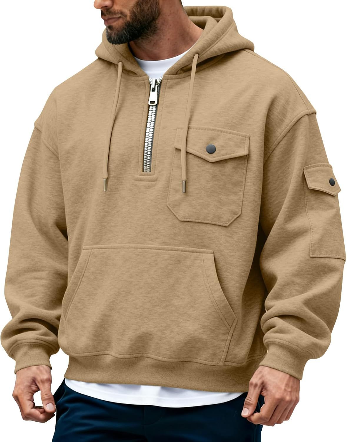 Haut de veste à manches longues à capuche pour hommes