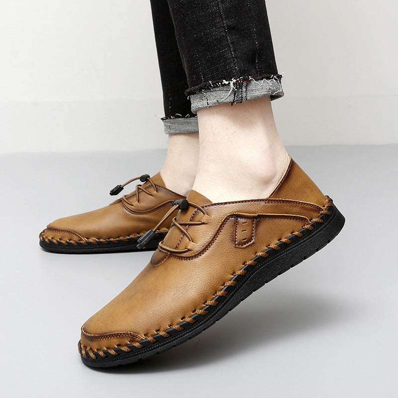Men's casual leather shoes with a flexible, non-slip grip