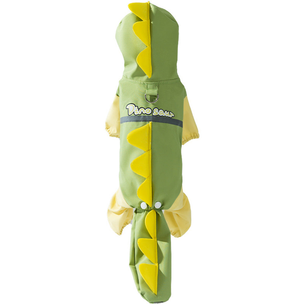 Dog Raincoat Imperméable conception de dinosaure à 4 pattes avec couverture de queue pour petit moyen grand do