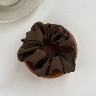 Crème Texture Silky Satin French Black Large Intestine Hair Ring