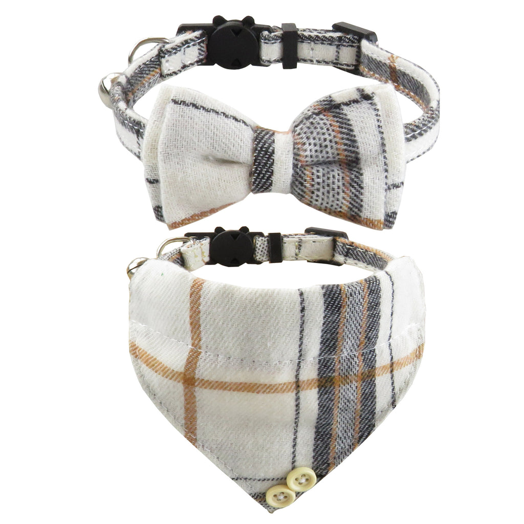 Bow Tie Cat Collar Bandana Breakaway Pet Collar Bandana avec Classic Plaid réglable Cat