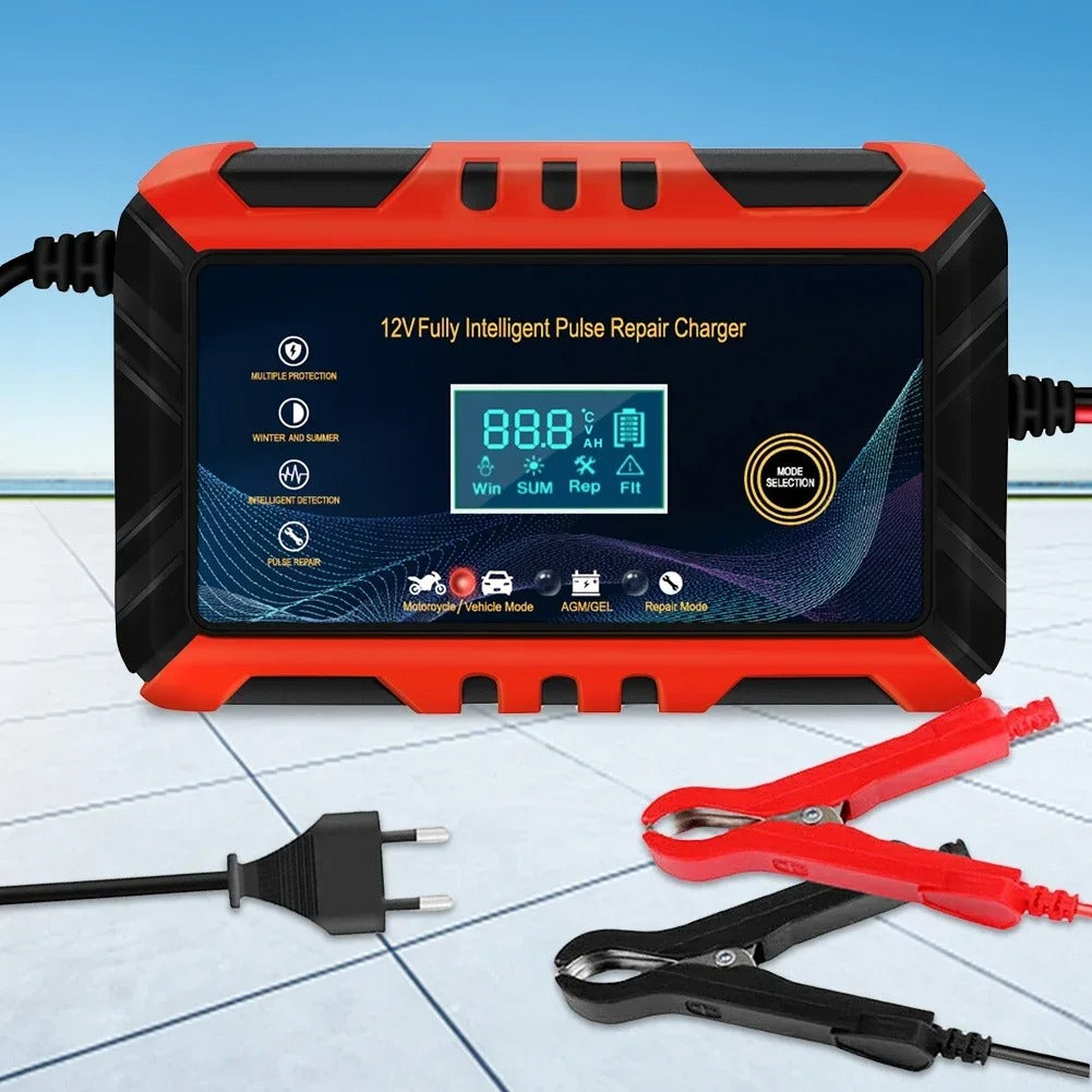 Chargeur de batterie de voiture 12V 6A Pulse Réparation LCD Chargeur de batterie automatique intelligent GEL Le
