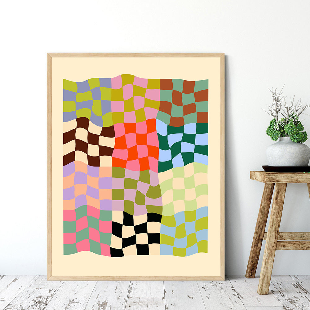 Colorful Abstract Wavy Lines Motif toile peinture