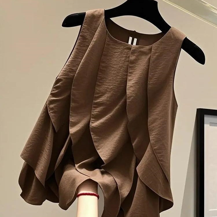 Blouse sans manches volante pour femmes