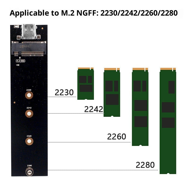 M2 NVMe vers USB 31 Type C Externe NGFFPCIe Dual Protocol Adaptateur de disque à l'état solide Pour Mot