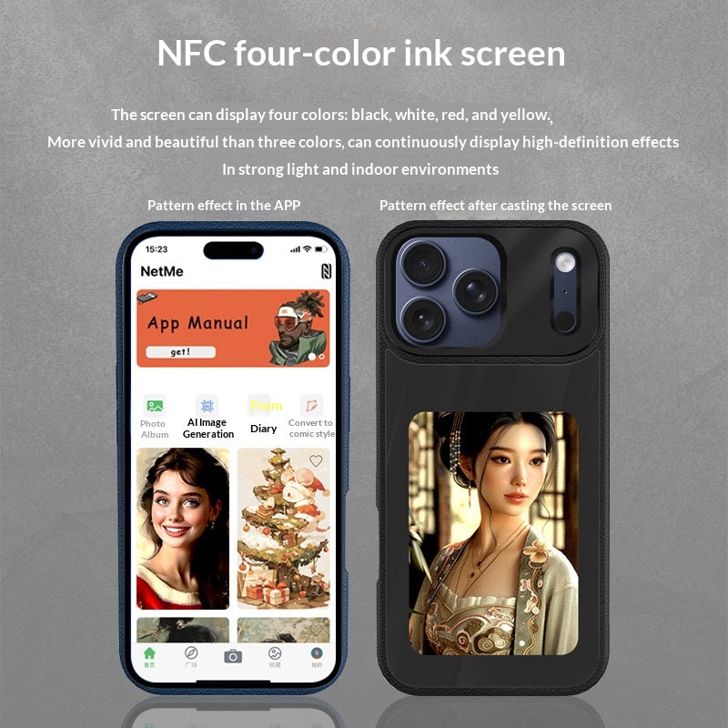 Étui de protection de projection d'écran en cuir d'encre NFC