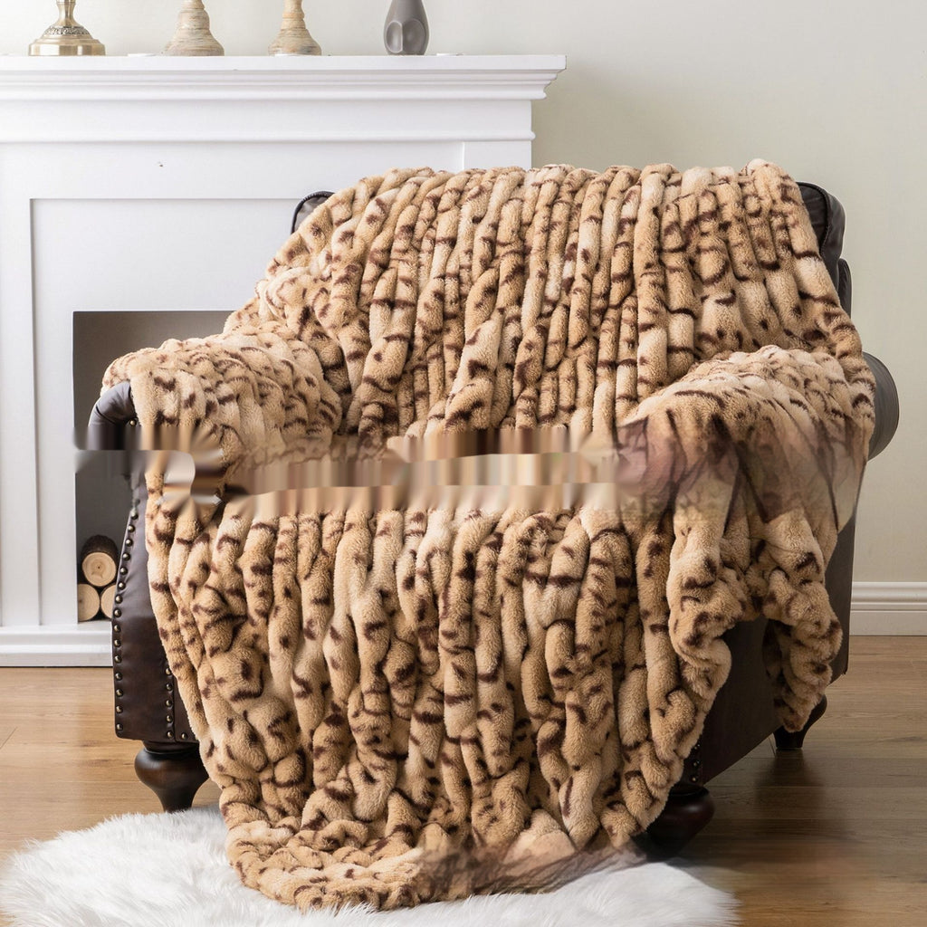 Blanket de fourrure de lapin de faux à double couche