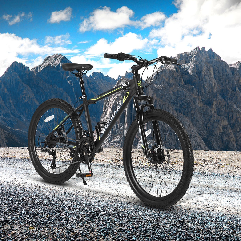 A26207 26 pouces Cadre en acier Shock Fork Plus Shock Absorber 21 vitesses Unisex Mountain Bike