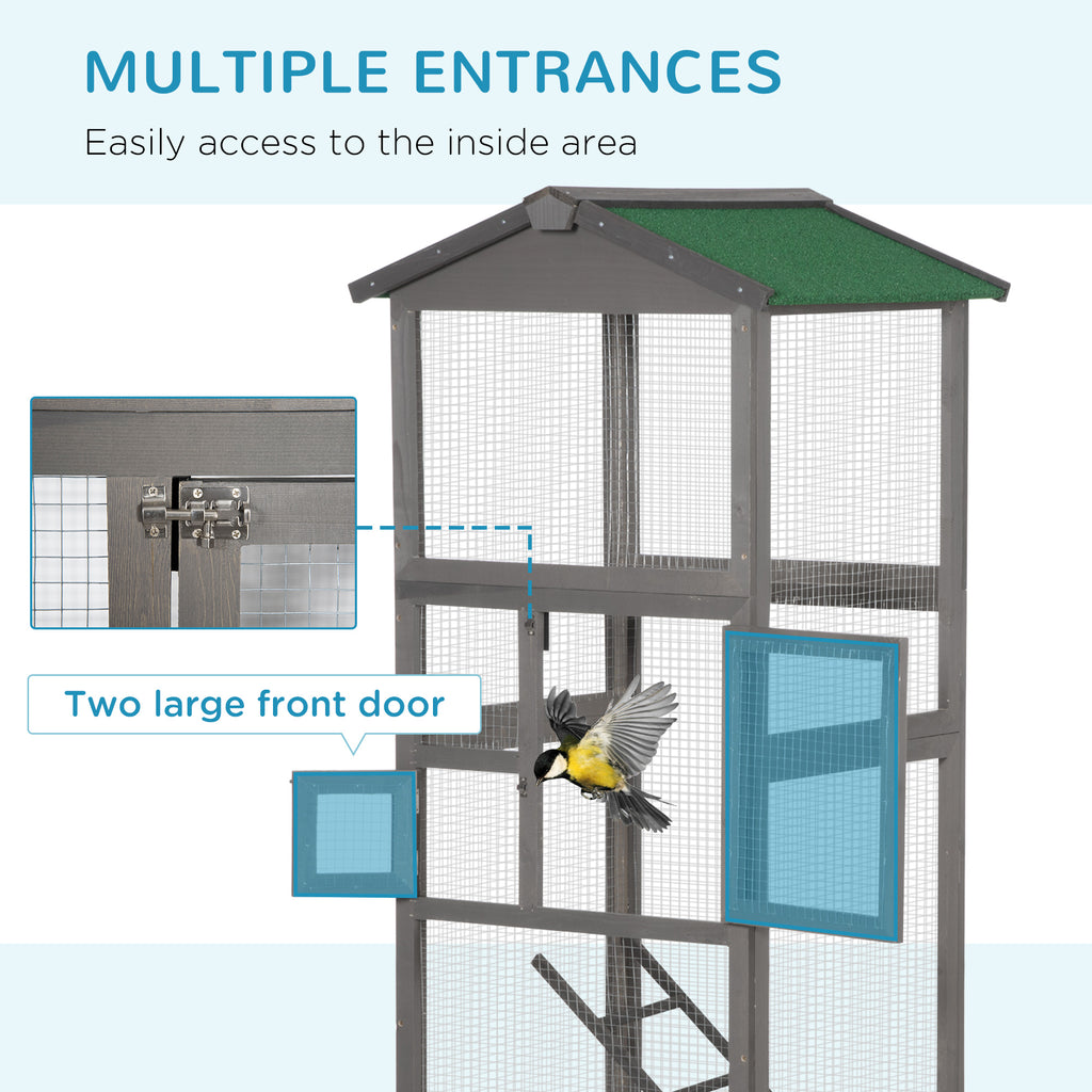 65" Cage d'oiseaux en bois Maison d'aviaire extérieure pour perroquet