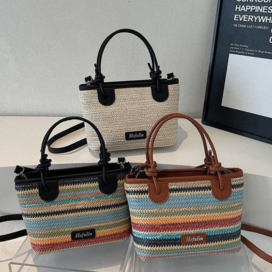 Vacances d'été style plage Straw Tote et Crossbody Bag