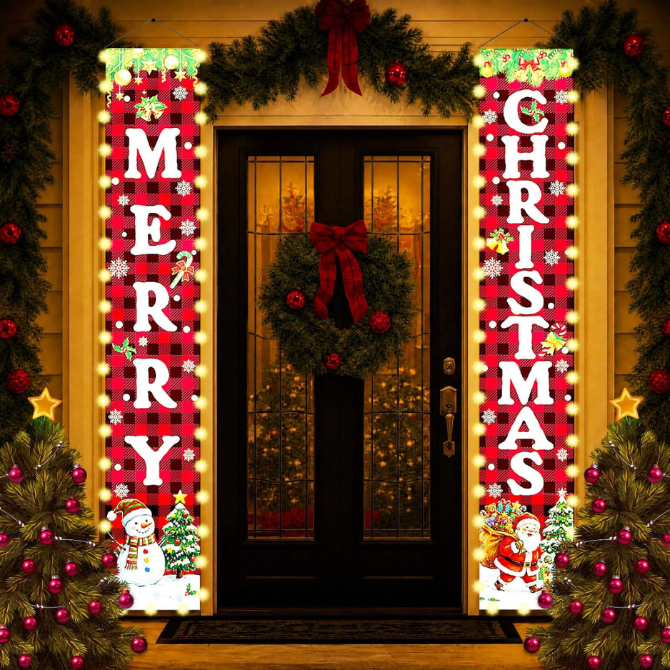 Décorations de Noël Bannière allumée pour porte