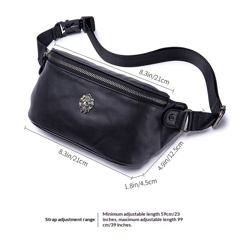 Premier-couche Cowhide Waist Bag Multi-fonctionnel Sports véritable cuir Crossbody Cost Pack