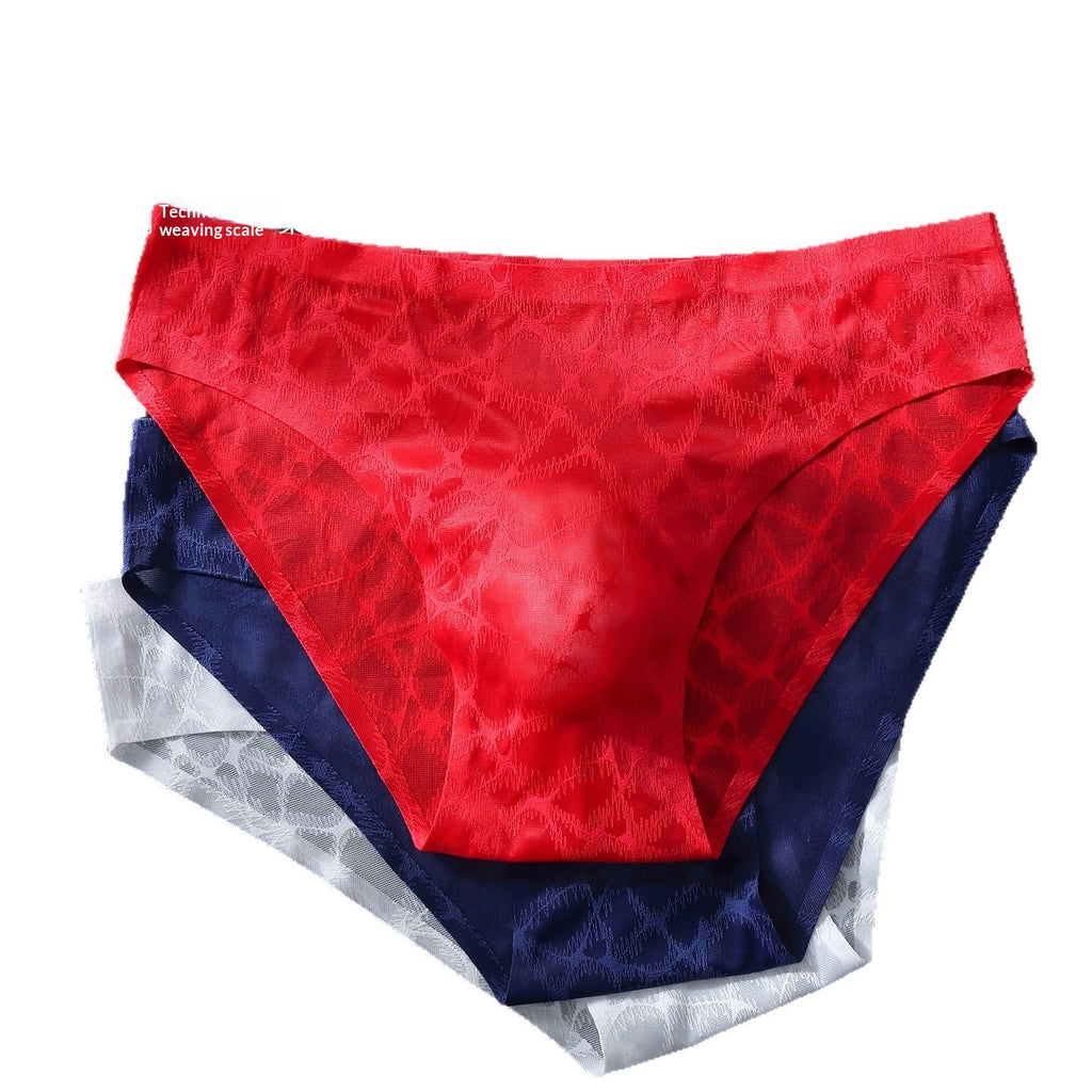Léger-luxeur Soie-surface Hommes Sous-vêtements Ice-silk Sexy Soft Dentelle