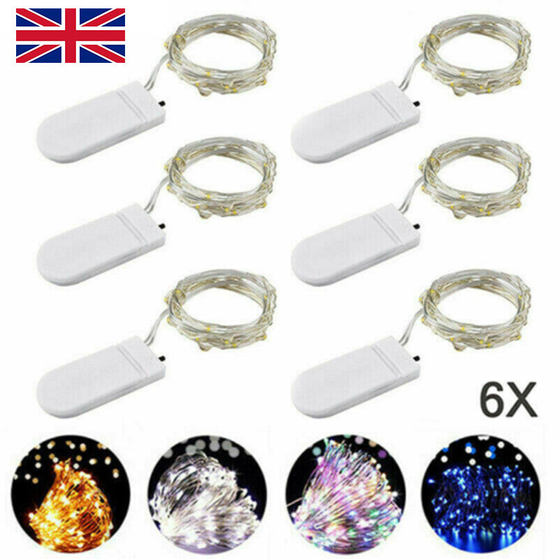 6 Pack 20 LEDs Batterie actionné Mini LED fil de cuivre chaîne Fée lumières Part 2m---1PCS Wa