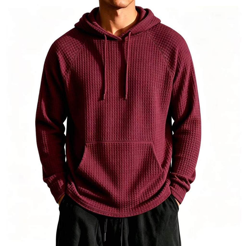 Veste à capuche à mailles en gaufre décontractée pour hommes