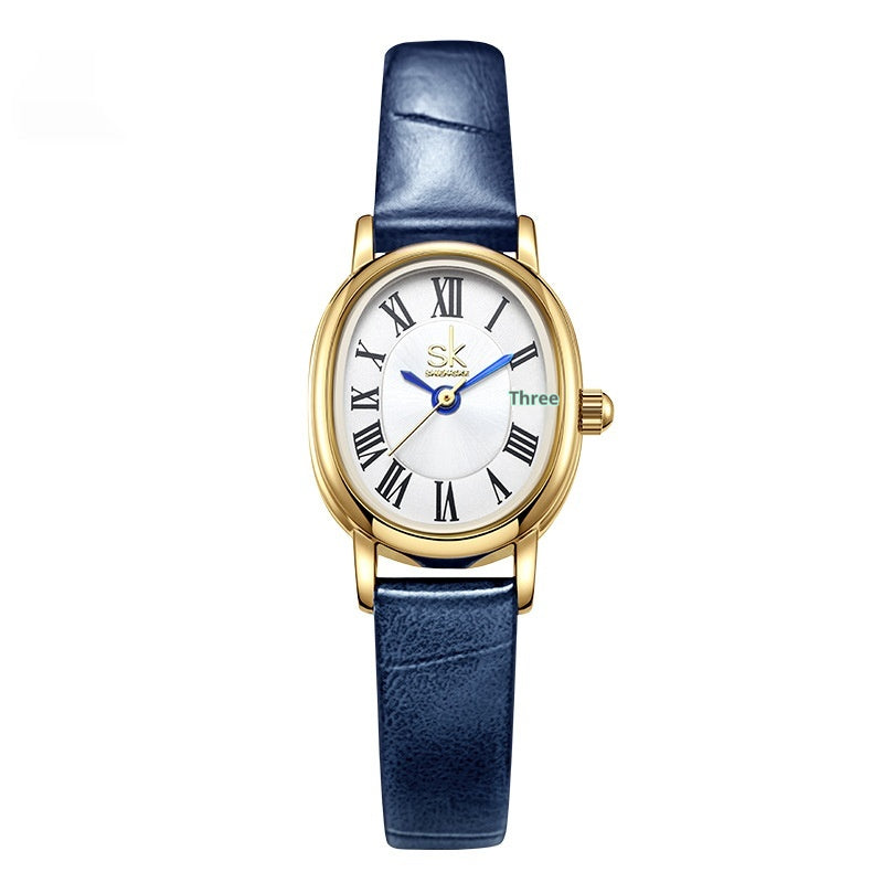 Montre Quartz en cuir ovale rétro