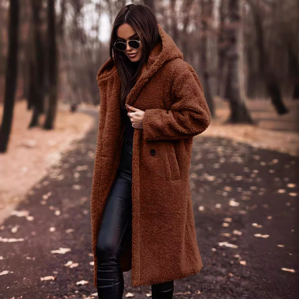 En-Stock Amazon Supply Automne et hiver Mode Long Solid Couleur Long-Sleeve Woolen Femmes