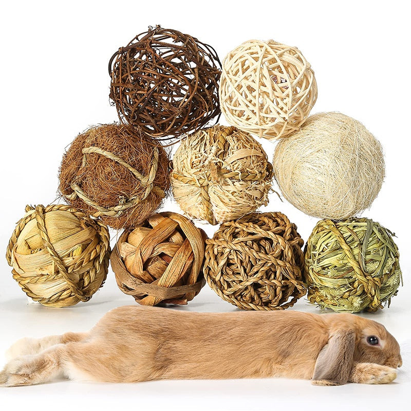 Ensemble de boulettes en rotin naturel tissé à la main