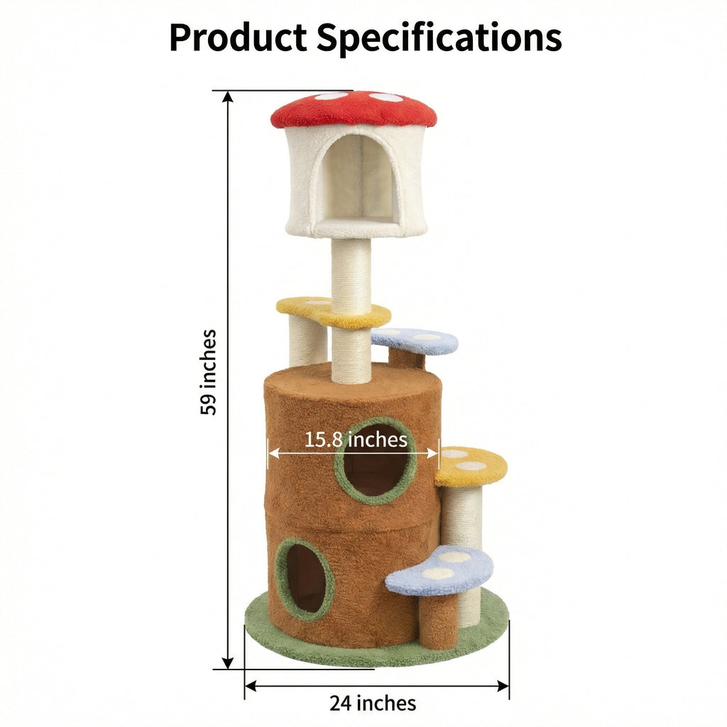Chat arbre de champignons avec grande échelle de plate-forme condo