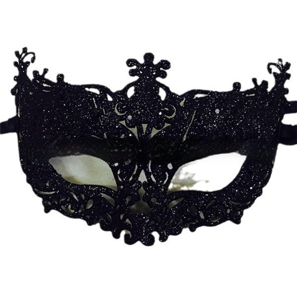 Poudre d'or Masque Sexy Masque Prince Demi-face Femme Robe de fantaisie Masque à oeil de balle