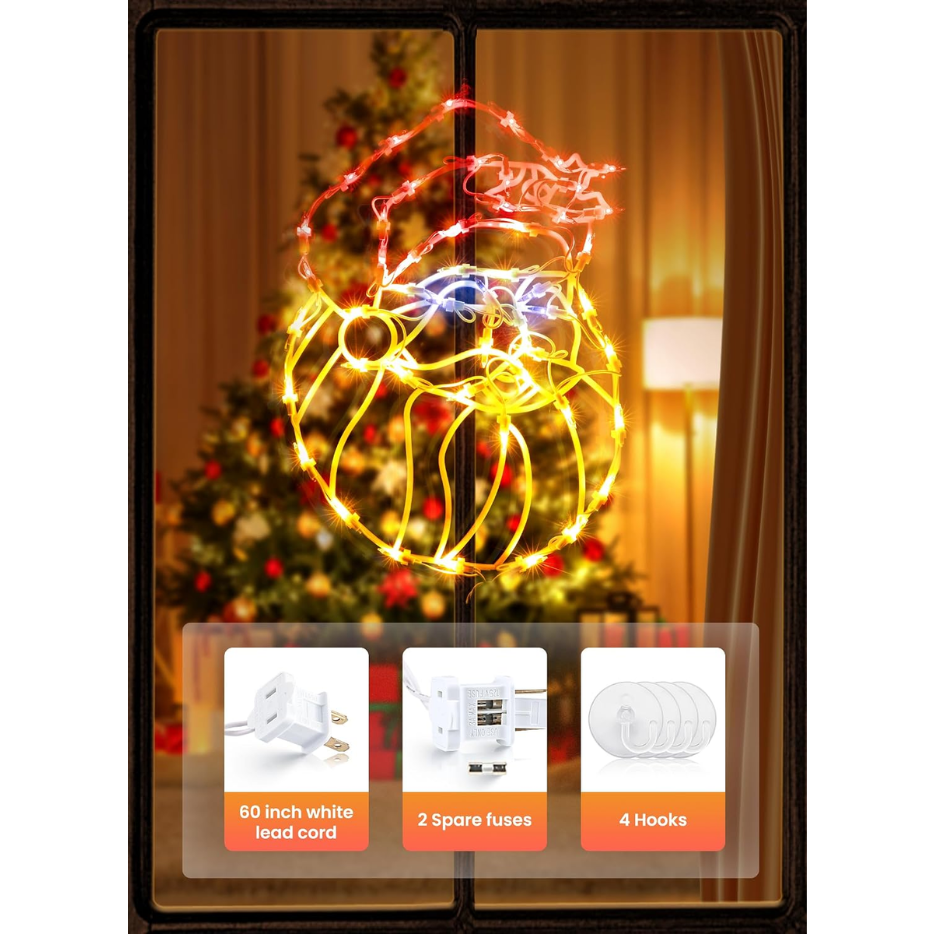 4 lumières de fenêtre de Noël Pack
