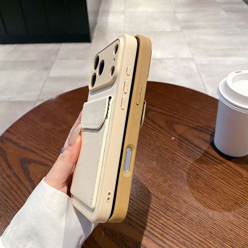 Porte-cartes en cuir clair Étui téléphonique