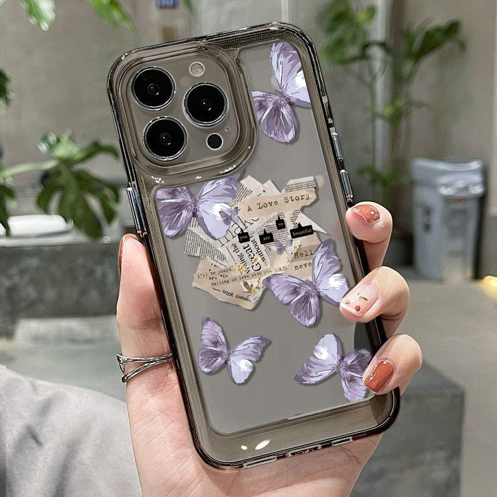 Ins Style Purple Butterfly boîtier de téléphone en silicone