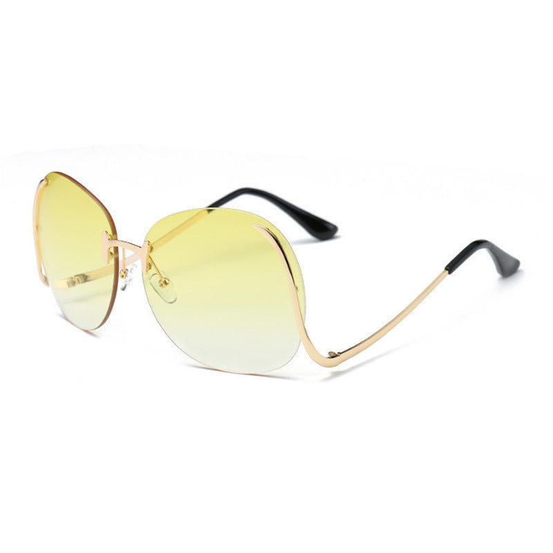 Lunettes de soleil sans cadre à jambe courbée Verres décoratifs