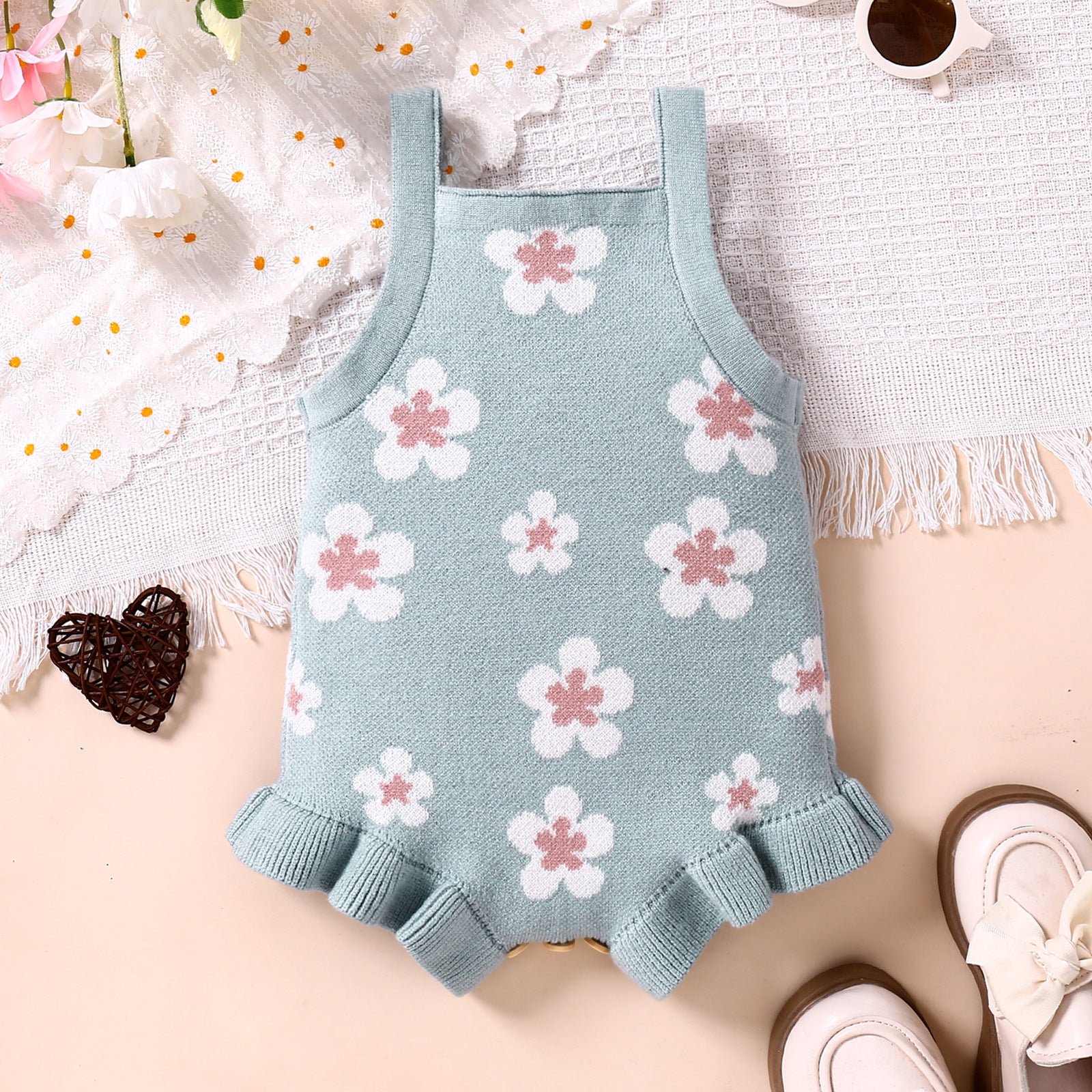 Vêtements pour enfants Strap bébé Broderie Veste bleu clair