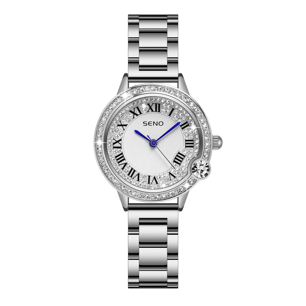 Élégant Quartz Full-Diamond en acier inoxydable Imperméable Femmes Montre