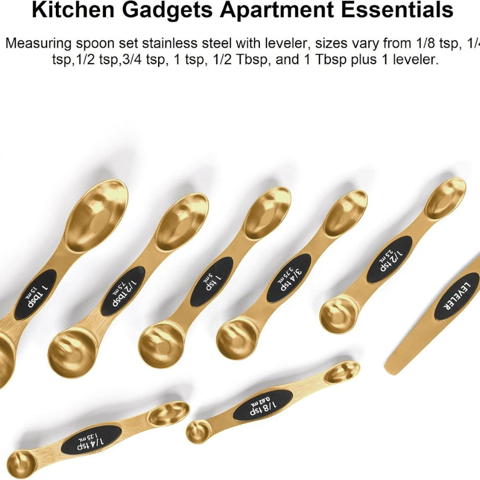 Magnetic Spoons de mesure en acier inoxydable avec niveleuse - Stackable métal double-sided Sp